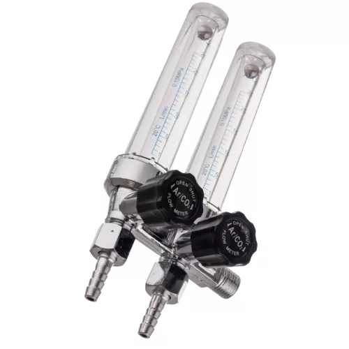 Rotametru Dublu Ar/CO₂ M14x1.5, Ieșire 7.5mm pentru Sudură & Acvariu