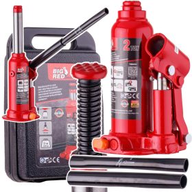   Cric hidraulic oscilant tip coloană BIG RED pentru autoturisme și vehicule utilitare ușoare, capacitate 2 tone (2000 kg), înălțime maximă de ridicare 316 mm, construcție verticală compactă, greutate proprie cca. 2,2 kg, supapă de siguranță integrată