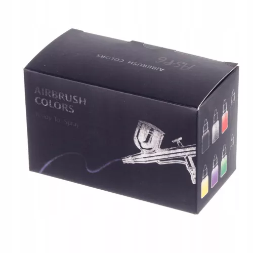 Set Vopsele Acrilice Aerograf 6 Culori cu Diluant și Curățitor
