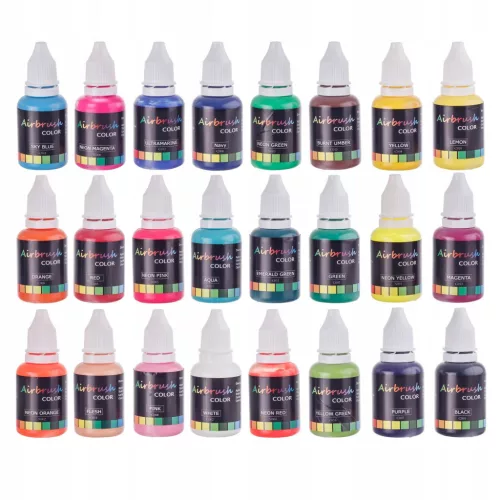 Set Vopsele Acrilice Aerograf, 24 Culori x 20ml, Uscare Rapidă