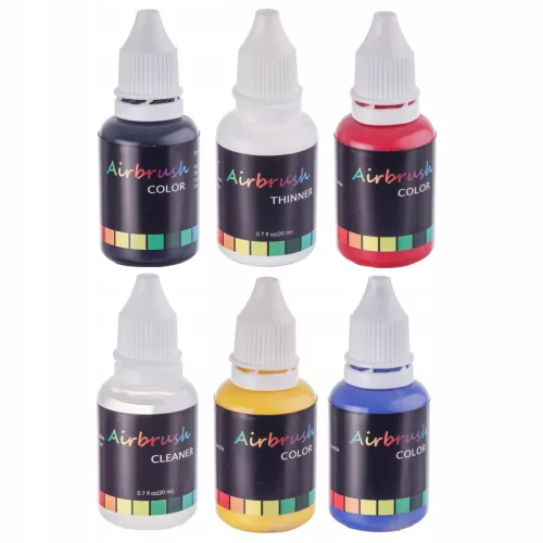 Set Vopsele Acrilice Airbrush 4 Culori + Diluant & Curățitor