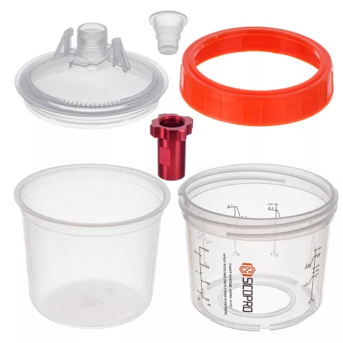 Sistem de amestecare vopsea PPS, 200ml, 10 bucăți + Adaptor M16x1.5