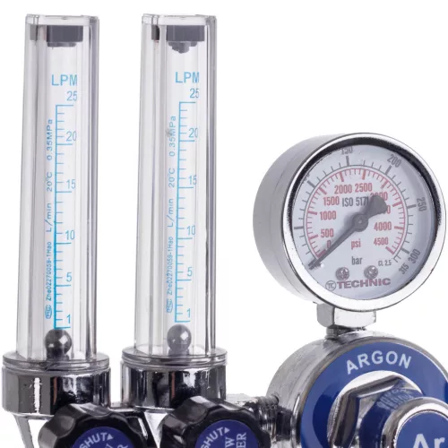 Reductor de presiune cu două rotametre pentru Argon și CO2, 2x25 l/min