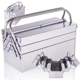 Cutie de Scule Metalică din Inox, 5 Compartimente, 42 cm
