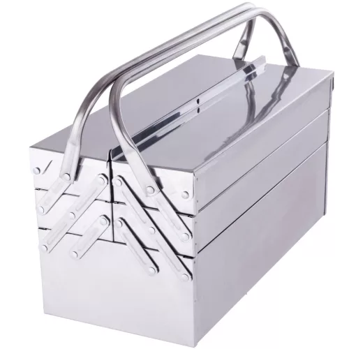 Cutie de Scule Metalică din Inox, 5 Compartimente, 42 cm