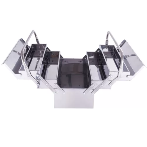 Cutie de Scule Metalică din Inox, 5 Compartimente, 42 cm