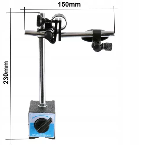 Suport Magnetic Profesional pentru Ceas Comparator 1938S-Standard, Braț 150 mm, Bază Comutabilă