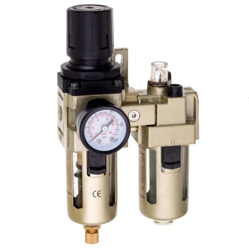 Set Pregătire Aer Comprimat 1/4" pentru Compresor, Filtru-Reductor-Ungător, 10 bar