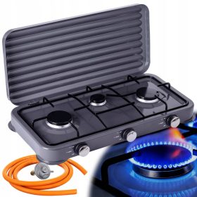 Plită Gaz Portabilă 3 Arzătoare, 5.5 kW, cu Paravânt