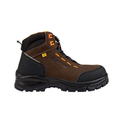 Bocanci de protecție Proof Combo S3S ESD din nubuk maro impermeabil cu talpă antiderapantă SRC și bombeu compozit 200 J, 43