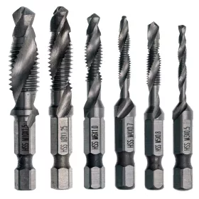   Set de Burghie Tăietoare HSS M3-M10, 6 Bucăți, cu Coadă Hexagonală de 1/4 Inch