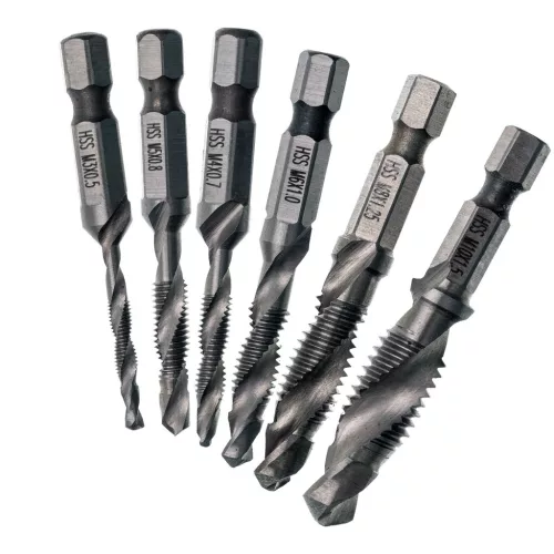 Set de Burghie Tăietoare HSS M3-M10, 6 Bucăți, cu Coadă Hexagonală de 1/4 Inch