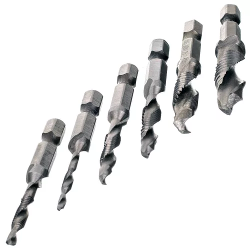 Set de Burghie Tăietoare HSS M3-M10, 6 Bucăți, cu Coadă Hexagonală de 1/4 Inch
