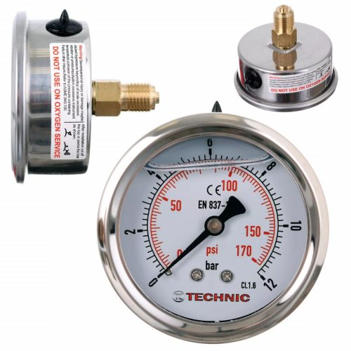 Manometru cu Glicerină TC Technic 63mm, 0-40 bar, Conexiune 1/4 Spate