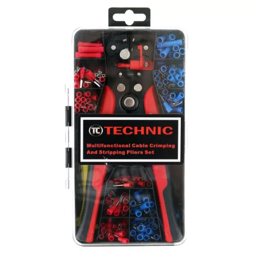 Set Clești Dezizolare și Sertizare TC Technic DN-F1339, 0.2-6mm, 10-22 AWG, cu 260 Accesorii