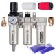 Stație de pregătire a aerului de precizie cu 3 filtre de vopsire – 5 µm, 0,3 µm, 0,01 µm, cu racord filetat 1/2", cuple rapide (bloc de pregătire aer)
