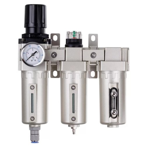 Stație de pregătire a aerului de precizie cu 3 filtre de vopsire – 5 µm, 0,3 µm, 0,01 µm, cu racord filetat 1/2", cuple rapide (bloc de pregătire aer)