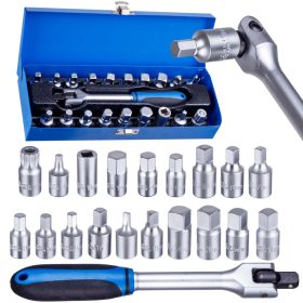   Set Chei Bujii Profesionale Oțel Cr-V, 20 Piese, Mâner Articulat