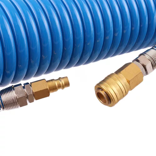 Furtun Spiral Poliuretan 8x12 mm 10m cu Conectori Rapizi Alamă