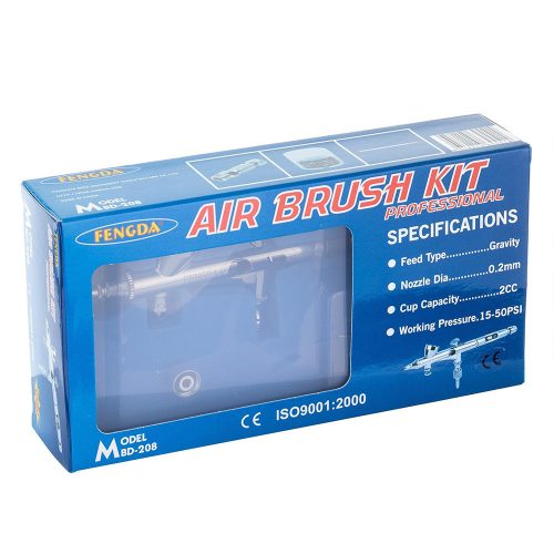 Aerograf Profesional Fengda BD-208 cu Duză de 0.3 mm și Rezervor Rotativ 2 cm³