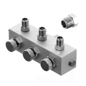   Distribuitor Aerograf din Aluminiu BD13-3, 3 ieșiri 3,175mm și 1 intrare 6,35mm