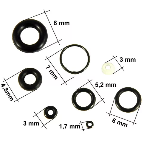 Set Garnituri O-Ring din Cauciuc pentru Aerografe, Universal, 8 Bucăți