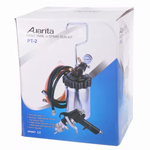 Set Pistol de Vopsit Presiune Înaltă AUARITA PT-2, Duza 2.0 mm, Rezervor 2L