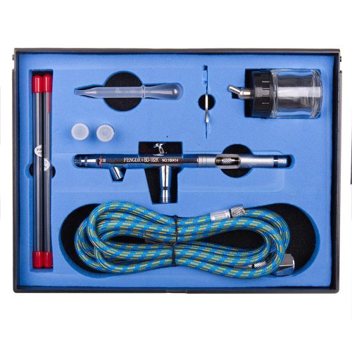 Aerograf FENGDA BD-182k cu Dublu Control și 3 Duze (0.3, 0.5, 0.8 mm)