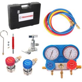   Set Testare Presiune Aer Condiționat R134A LT-A1038, Auto și Fixe, Manometre Precise