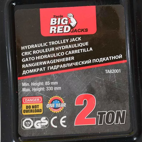 Cricur Big Red TA82001 - Cric Hidraulic, 85-330 mm, Capacitate 2 Tone