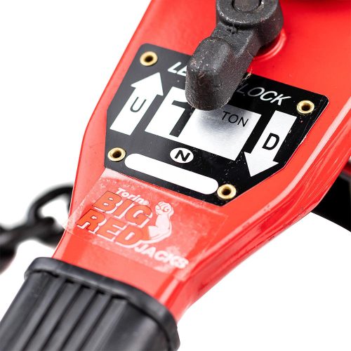 Cric Manual cu Clichet - Scripete cu Lanț Big Red TRC7010, Capacitate 1 Tonă, Înălțime de Ridicare 1,5 Metri și Lanț de 1,6 Metri