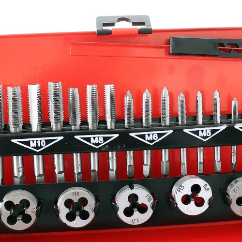 Set profesional de filetare și tăiere TC Technic, 32 piese (M3-M12), oțel întărit