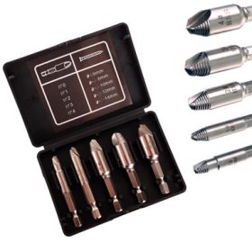  Set Extractoare Șuruburi Rupte, 5 Dimensiuni HSS, Mandrină HEX 1/4"