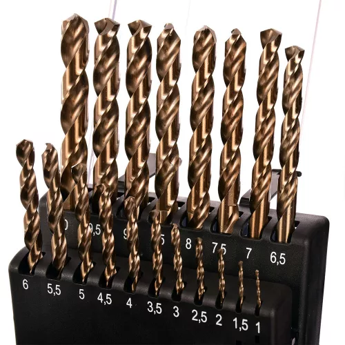 Set Burghie Metal HSS Cobalt, 1-10 mm, 19 Bucăți, Carcasă Plastic