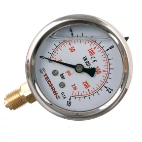   Manometru presiune 0-16 Bar, 1/4" inferior, glicerină, D. 61.5mm