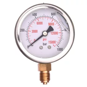   Manometru de presiune 0-1000 bar, 1/4", cu glicerină, D. 63mm