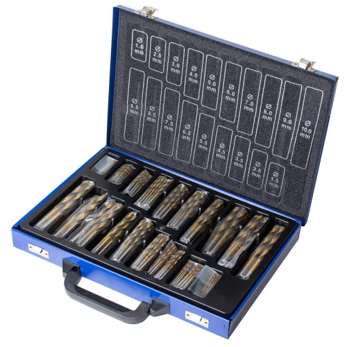 Set Burghie HSS TiN, 170 Bucăți, 1-10 mm, Valiză Metalică