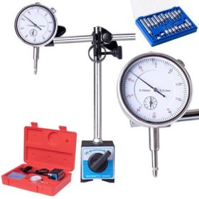   Indicator cu Ceas 0-10mm cu Stand Magnetic și Adaptoare, Precizie 0.01mm