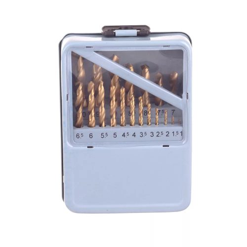 Set burghie HSS cu acoperire TiN, metal, 1-10mm, 19 piese