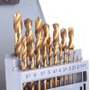 Set burghie HSS cu acoperire TiN, metal, 1-10mm, 19 piese