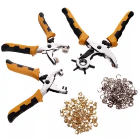 Set Profesional 5 în 1: Clești Perforator, Ocheți, Capse
