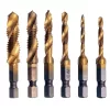 Set Burghie și Fileteze HSS cu Acoperire Titan, M3-M10, 6 Piese, Coadă Hexagonală
