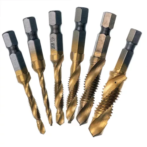 Set Burghie și Fileteze HSS cu Acoperire Titan, M3-M10, 6 Piese, Coadă Hexagonală