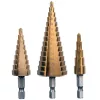 Set Burghie Conice în Trepte 4-32mm, Oțel Rapid cu Titan, 3 piese