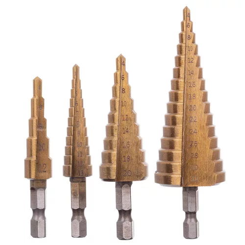 Set Burghie Conice pentru Metal, 4 Piese HSS Titan, 3-32 mm