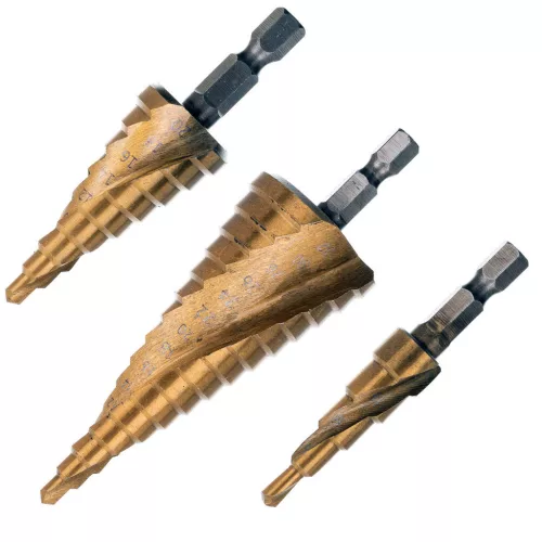 Set Burghie Conice Etajate, HSS cu Strat de Titan, 4-32 mm, 3 Piese