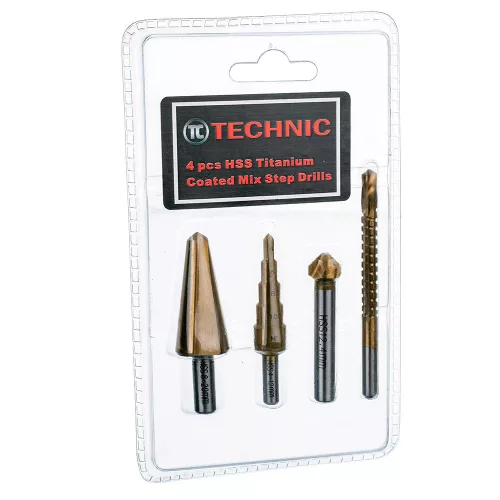 Set Burghie în Trepte, Freze & Răsucire HSS, 4 Bucăți TC Technic