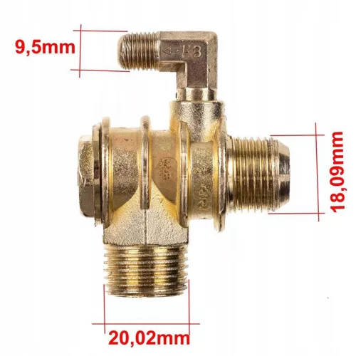 Supapă de Reținere Compresor 100L cu Eliberator Aer, 1/2" Z x 3/4", Aliaj Zinc