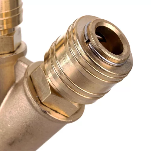 Distribuitor Pneumatic din Alamă, cu 3 Prize Rapide și 1 Fișă Standard