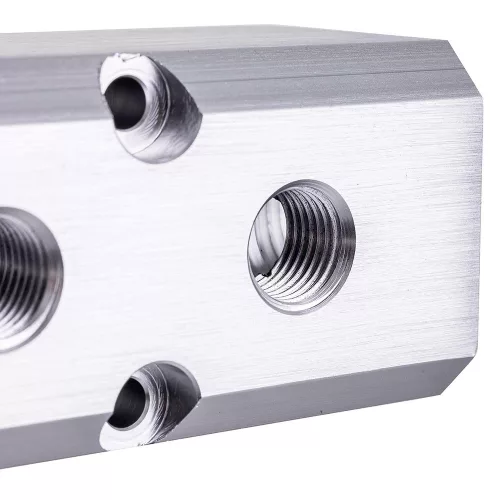 Bloc Distribuitor Aer Pneumatic Aluminiu 2 Intrări 1/2", 3 Ieșiri 1/4"